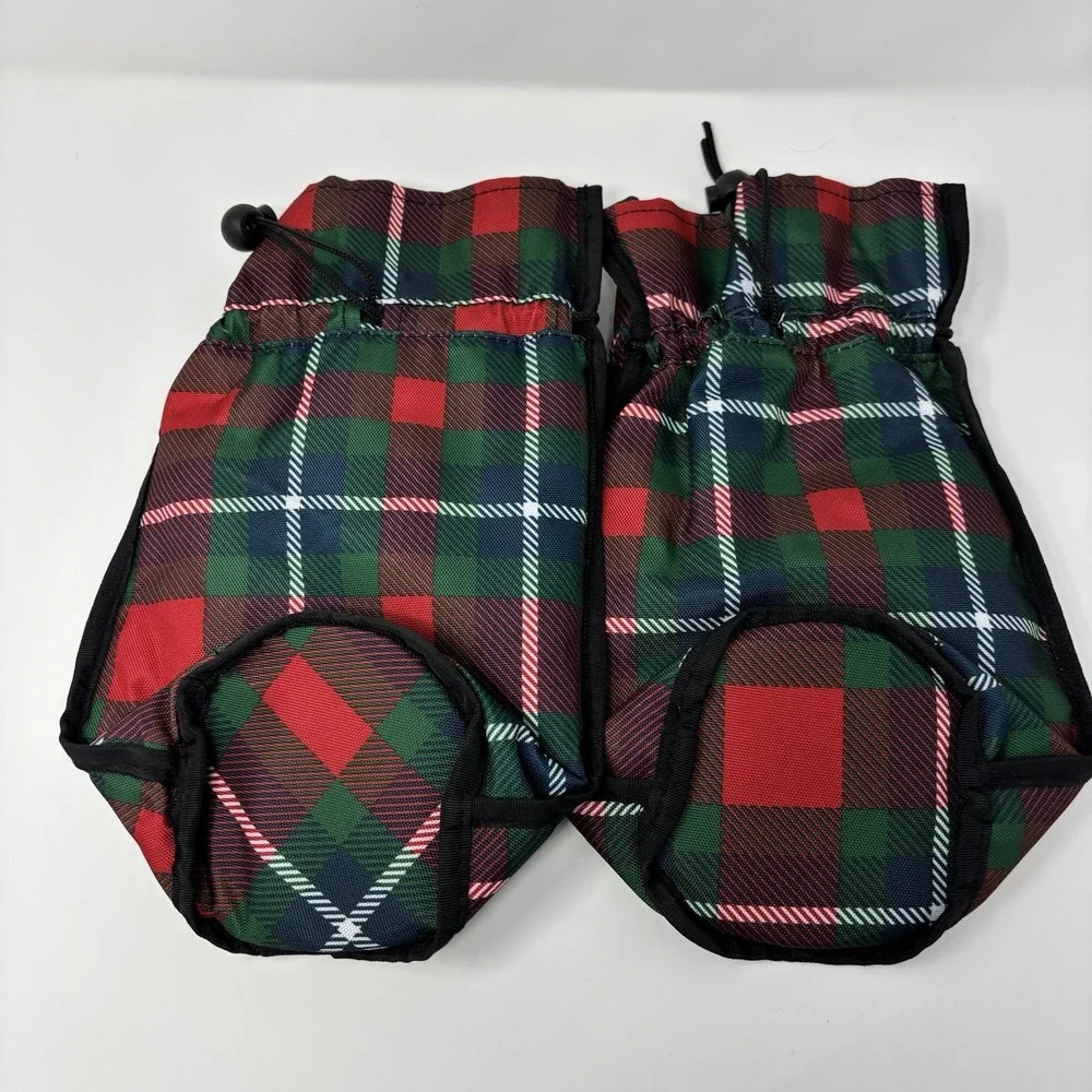 PACKIT Freezable Wine Bag Holiday Flannel‎ Set Of 2
